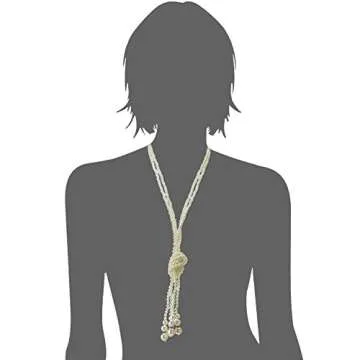 qnprt 1920s Gatsby Beads Necklace Faux Ivory Pearl Cream Extra Long