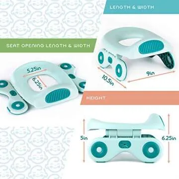 Logie & Gray Teal Travel Potty Seat for Toddler – Lightweight & Strong 110lbs Capacity with 20 Liners, US BPI & Europe OK Compost Certified – Portable Potty Seat for Toddler Travel Potty for Car
