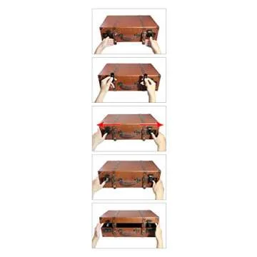 Vintage Decor 17.1" Antique Faux Leather Wooden Suitcase Trunk Case with Handle, Perfect for Home Decor Shelf Showcase Display, Wedding Party Centerpiece Studio Photo Props - Medium Brown