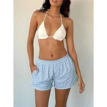 Hassembly Women Cute Striped 2 Piece Pajama Set Summer Y2K Vintage Loungewear Button Down Shirt & Shorts Matching Sleep Sets