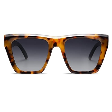 SOJOS Vintage Oversized Square Polarized Sunglasses for Women Trendy Fashion Cateye Style Sunglasses with Bright Tortoise Frame/Grey Grading Lens