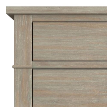 SIMPLIHOME Carlton 24 inches Wide Night Stand, Bedside table, Distressed Grey SOLID WOOD, Rectangle, with Storage, 2 Drawers and 1 Shelf, For the Bedroom, Contemporary Modern