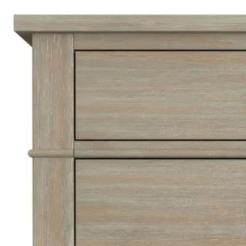 SIMPLIHOME Carlton 24 inches Wide Night Stand, Bedside table, Distressed Grey SOLID WOOD, Rectangle, with Storage, 2 Drawers and 1 Shelf, For the Bedroom, Contemporary Modern