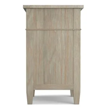 SIMPLIHOME Carlton 24 inches Wide Night Stand, Bedside table, Distressed Grey SOLID WOOD, Rectangle, with Storage, 2 Drawers and 1 Shelf, For the Bedroom, Contemporary Modern