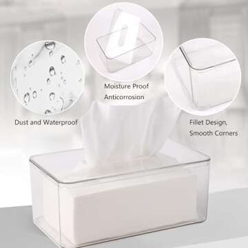 Yureshmull Dryer Sheet Holder, Dryer Sheet Container for Laundry Room, Clear Wipes Dispenser Holder Rectangle for Car, Office, and Home, Easy Refill Holds Standard Sheets