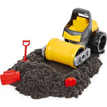 Kinetic Sand, Pave & Play Construction Set with Toy Truck and 8oz Black Play Sand, Sensory Toys for Kids Ages 3 and up