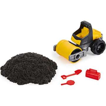 Kinetic Sand, Pave & Play Construction Set with Toy Truck and 8oz Black Play Sand, Sensory Toys for Kids Ages 3 and up
