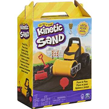 Kinetic Sand, Pave & Play Construction Set with Toy Truck and 8oz Black Play Sand, Sensory Toys for Kids Ages 3 and up