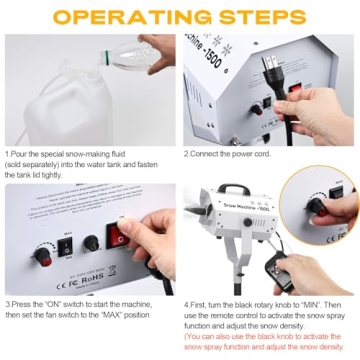 Magical UPGREY 1500W Snow Machine for Events & Parties