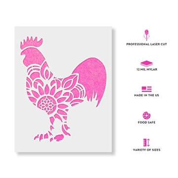 Mandala Rooster Stencil - Perfect for Creative Home Decor and Crafts