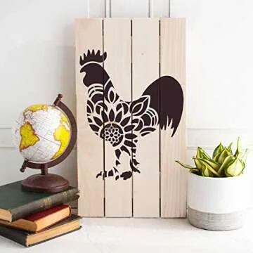 Mandala Rooster Stencil for Crafts and Home Decor