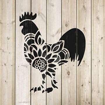 Mandala Rooster Stencil for Crafts and Home Decor