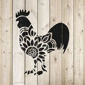 Mandala Rooster Stencil for Crafts and Home Decor