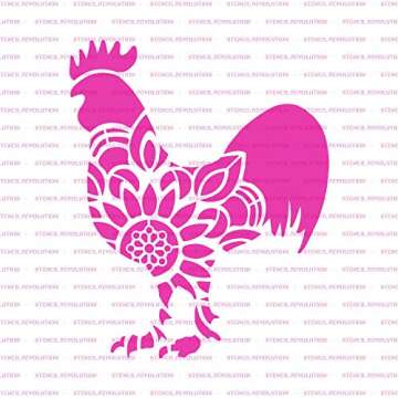 Mandala Rooster Stencil for Crafts and Home Decor