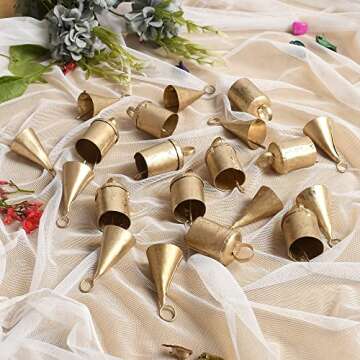 KRATI EXPORTS Barn Bells in Small Sizes- 20 Distinctive Golden Rustic Bells - Full of Beautiful Roug...