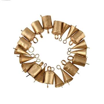 KRATI EXPORTS Barn Bells in Small Sizes- 20 Distinctive Golden Rustic Bells - Full of Beautiful Rough Hewn Variations - Perfect for Home Decor Christmas Jingle Bells