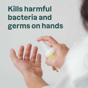 ATTITUDE Hand Sanitizer Spray for Adults and Kids, EWG Verified, Kills Bacteria and Germs, Vegan, Lemon Leaves, 3.38 Fl Oz (Spray Bottle)