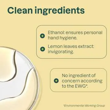 ATTITUDE Hand Sanitizer Spray for Adults and Kids, EWG Verified, Kills Bacteria and Germs, Vegan, Lemon Leaves, 3.38 Fl Oz (Spray Bottle)