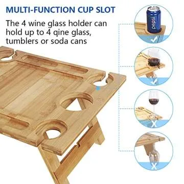 Portable Folding Wine Picnic Table - Perfect for Outdoors