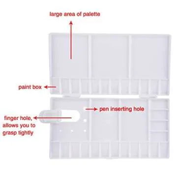 Shappy Watercolor Palette 33 Compartments Folding Paint Tray with 28 Wells and 5 Mixing Areas Plastic Painting Pallet with Thumbhole and Brush Holders for Watercolor Gouache Acrylic Oil Paint