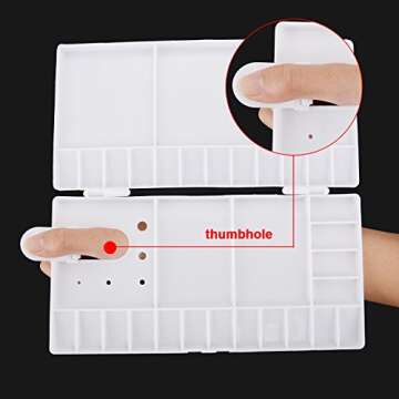 Shappy Watercolor Palette 33 Compartments Folding Paint Tray with 28 Wells and 5 Mixing Areas Plastic Painting Pallet with Thumbhole and Brush Holders for Watercolor Gouache Acrylic Oil Paint