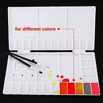 Shappy Watercolor Palette 33 Compartments Folding Paint Tray with 28 Wells and 5 Mixing Areas Plastic Painting Pallet with Thumbhole and Brush Holders for Watercolor Gouache Acrylic Oil Paint