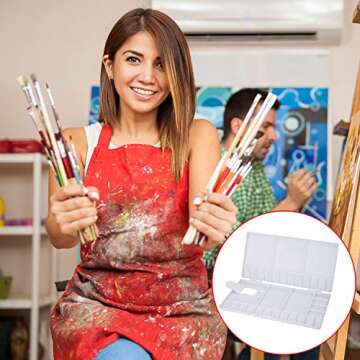 Shappy Watercolor Palette 33 Compartments Folding Paint Tray with 28 Wells and 5 Mixing Areas Plastic Painting Pallet with Thumbhole and Brush Holders for Watercolor Gouache Acrylic Oil Paint