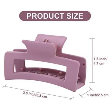 12 Pack Hair Claw Clips, Square Claw Clips for Women Girls, 3.5" Medium Non-slip Hair Clips, Rectangular Claw Hair Clips, Matte Hair Claws Strong Hair Accessories Jumbo Claw Clip for Thin/Thick Hair