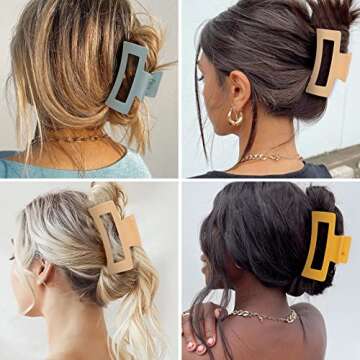 12 Pack Hair Claw Clips, Square Claw Clips for Women Girls, 3.5" Medium Non-slip Hair Clips, Rectangular Claw Hair Clips, Matte Hair Claws Strong Hair Accessories Jumbo Claw Clip for Thin/Thick Hair