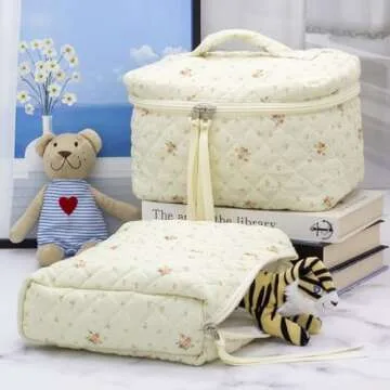 Elegant Quilted Cotton Makeup Bag for Women