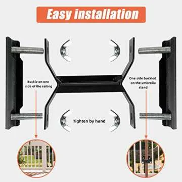 Heavy Duty Adjustable Deck Umbrella Holder for Railing