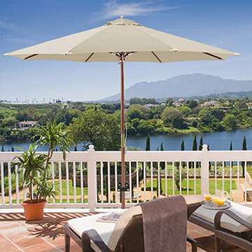 Deck Umbrella Mount,Deck Mount Umbrella Holder for Deck Railing,Patio Heavy Duty Adjustable Metal Umbrella Stand Outdoor Base Attaches to Railing, Outdoor Courtyard, Balcony, 3 Pack Black