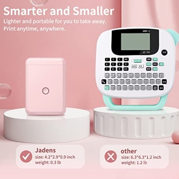 JADENS Label Maker Machine with Tape, Portable Bluetooth Label Printer for Storage, Light Pink