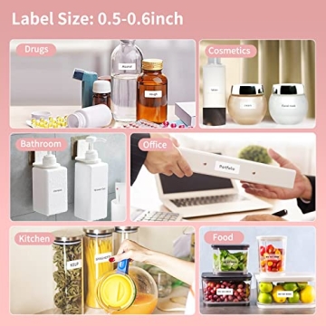 JADENS Label Maker Machine with Tape, Portable Bluetooth Label Printer for Storage, Light Pink