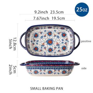 ONECCI Baking Dish Ceramic Baking Pan Blue Casserole Dish Rectangular Baking Set 2pcs Bakeware Sets ...