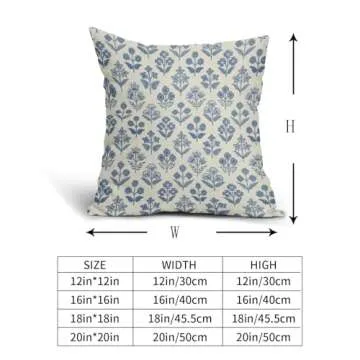 Blue Floral Pillow Covers Set of 2 for Rustic Decor