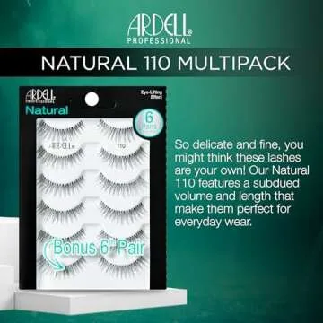 Ardell False Eyelashes Natural 110 Black, 1 pack (5 pairs per pack)