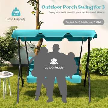 Tangkula 3 Person Porch Swing with Canopy and Cushions