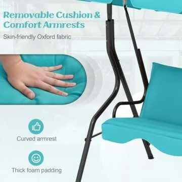 Tangkula 3 Person Porch Swing with Canopy and Cushions
