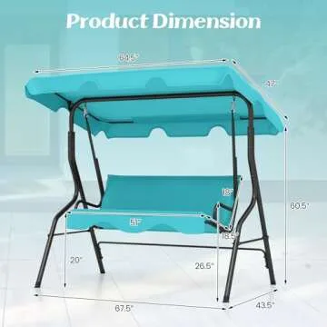 Tangkula 3 Person Porch Swing with Canopy and Cushions