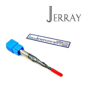 JERRAY End Mills CNC Carving 4.82 Deg Tapered Angle Ball Tip Radius=0.5mm X 1/4" Shank Tungsten Solid Carbide HRC55 with TiAIN Coated Router Bits