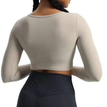 Aoxjox Women's Long Sleeve Padded Twist Crop Top