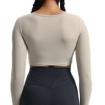 Aoxjox Women's Long Sleeve Padded Twist Crop Top
