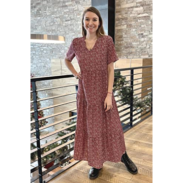 Stylish CFLONGE Floral V-Neck Maxi Dress for Summer