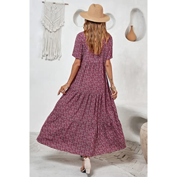 Stylish CFLONGE Floral V-Neck Maxi Dress for Summer