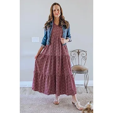 Stylish CFLONGE Floral V-Neck Maxi Dress for Summer