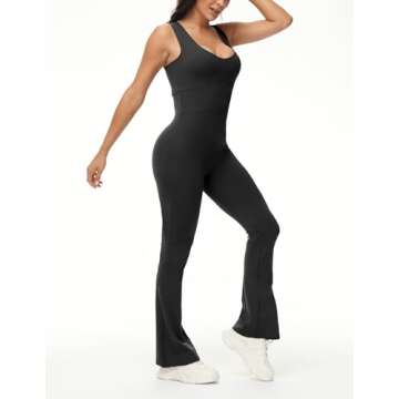 Tanou Women's Flare Jumpsuit - Sweetheart Neck with Control
