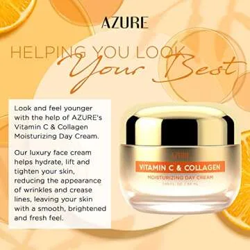 Azure Dermatologist Tested Vitamin C Face Moisturizer - K Beauty Anti-Aging, Glowing & Deep Hydration Face Cream - Korean Skincare - All Skin Types 1.69 fl oz