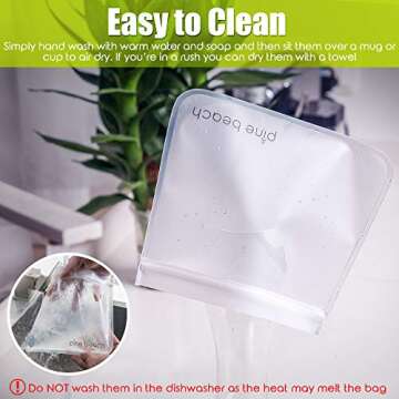 Reusable Storage Bags - PINE BEACH | Safe Ziploc Leakproof Seal, BPA & Silicone Free, Best Washable Eco Stasher for Lunch Food Travel (6)