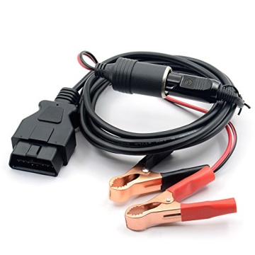 VSTM OBD II Vehicle ECU Emergency Power Supply Cable Memory Saver (10ft) with Alligator Clip-On & 12...
